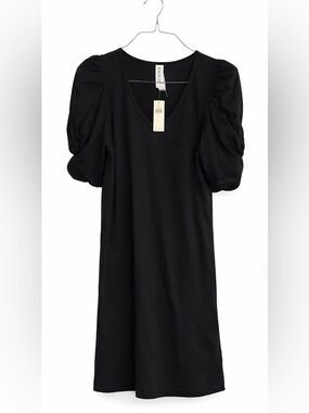 Anthro Amadi Twist Puff Sleeve Mini Dress Black XS NWT